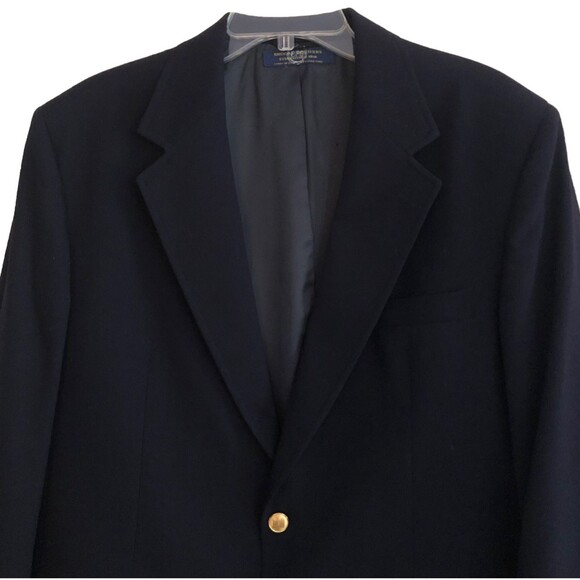 VTG 80s Brooks Brothers Navy Blue Pure Wool Blazer Mens 42R 2 Button Single Vent - Picture 2 of 16